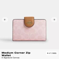 Powder Pink Medium Corner Zip Wallet