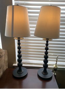 1 PAIR of RALPH LAUREN HOME EBONISED BOBBIN TURNED TABLE DESK LAMP LAMPS