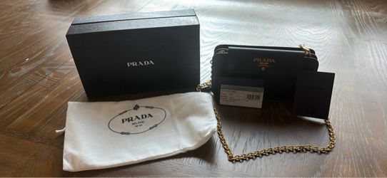 Authentic Prada Mini Bandoliera Black Saffiano Chain Bag