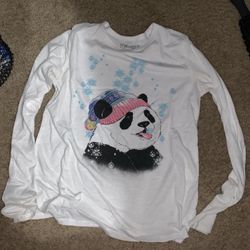 Snowflakes panda long sleeved shirt