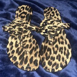 Tory Burch patent leather leopard miller thong sandal  