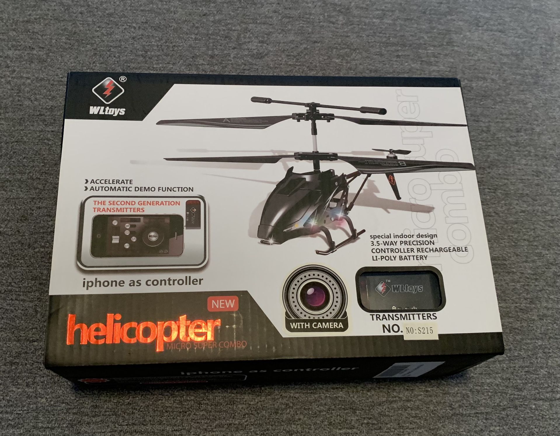 WLtoys Model S215 Super Micro Gyro RC Helicopter With Video Camera - Brand New, Never Used