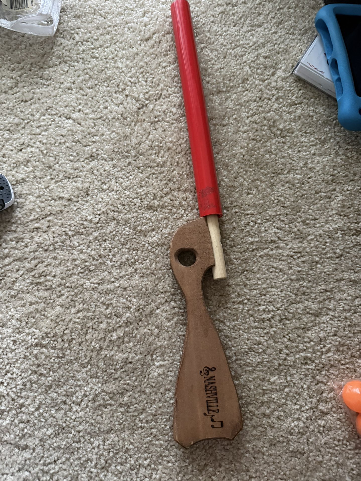 Nashville Souvenir Wooden Spoon Guitar with Red Handle