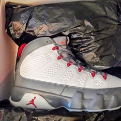AIR JORDAN 9 RETRO  White/Fire Red-Cool Grey Men Size 12