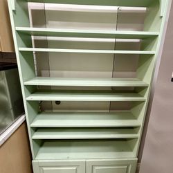 Set of 2 Vintage Mint Green Display Cabinets