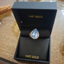 Blue Topaz & Diamond Ring