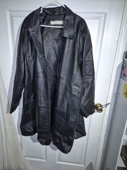 Excelled Black Leather Jacket Peacoat Women's Plus Size 3X Motorcycle Coat