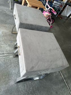 Set of 2 Gray Upholstered  side tables