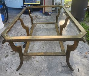 Vintage Hollywood Regency Gilded Iron Coffee Table Frame, Swaim Style, No Glass