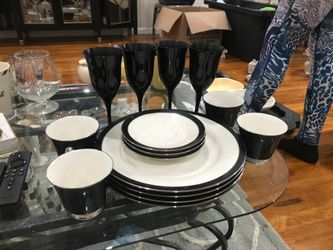 Assorted Glass Plates And Glasses