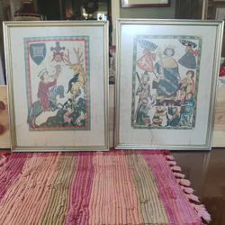 PAIR OF FRAMED MEDIEVAL PRINTS