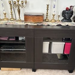 Free Dark Wood Cabinet with Glass Doors