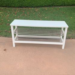 White Wood & Metal Shoe Rack