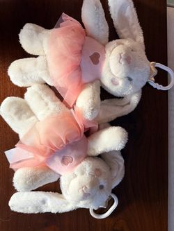 White Bunny Plush Stuffed Animal Lot of 2