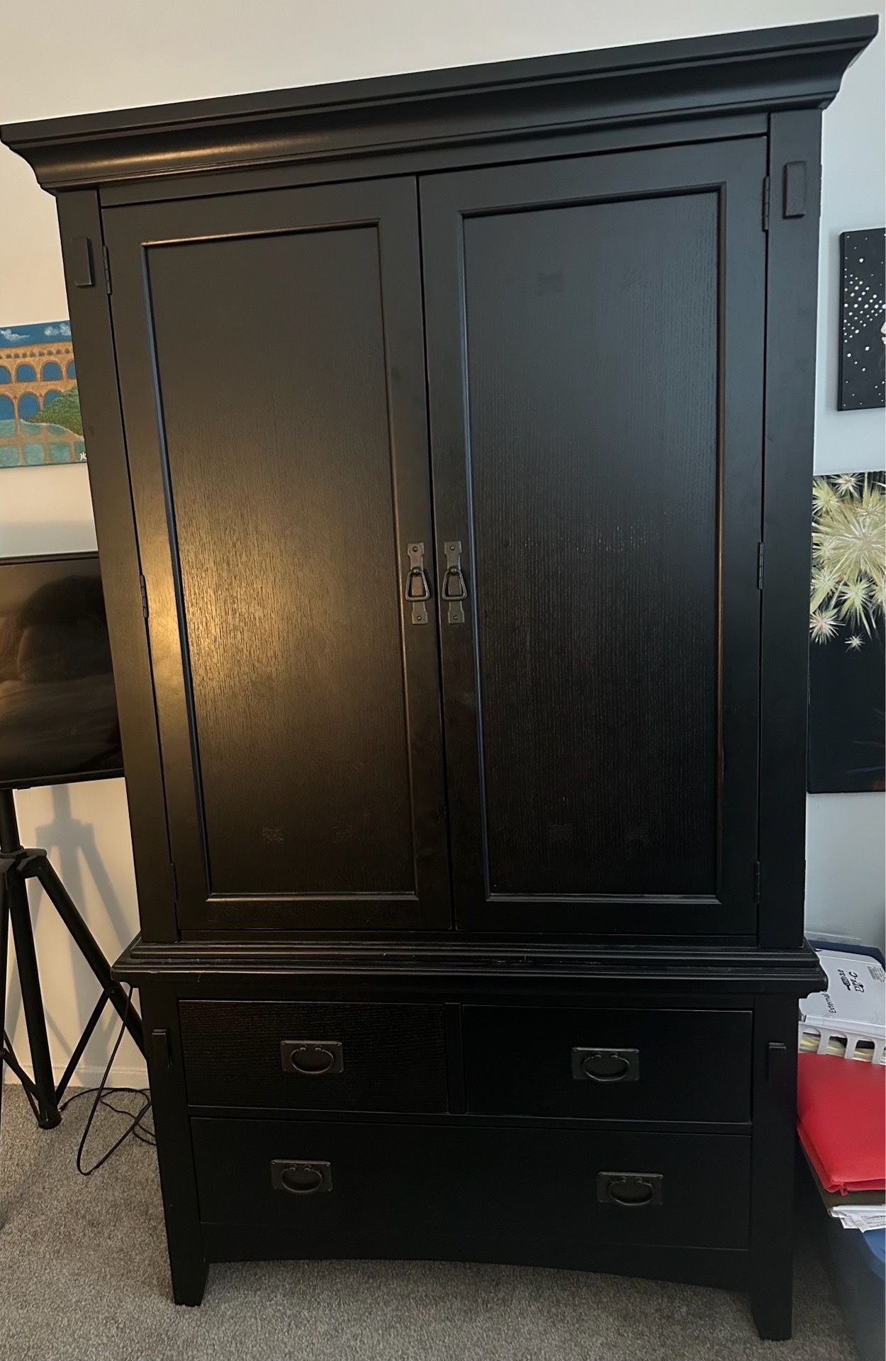 Solid Wood Armoire or tv stand 40wx74tall can be moved in two separate pieces 50.00