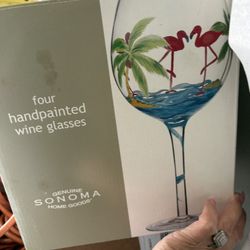 Williams Sonoma Hand-Painted Wine Glasses