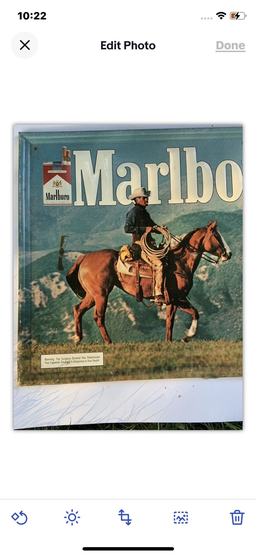 Vintage Marlboro Man On A Horse Metal Sign