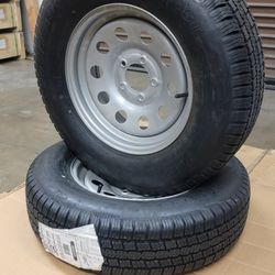 New 205/75/15 Trailer 5 Lug Tires Mounted Wheel 15x6 5x4.5 Bolt Pattern Llanta Y Rin Nueva Para Traila