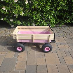 Pink Wood and Metal Wagon! Like New!