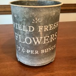 Metal Flower Container  Great For Real Or Artificial Flowers 