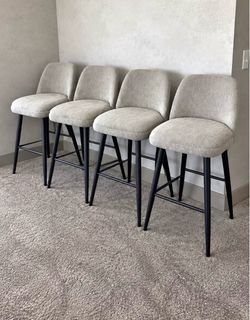 GRAY Set of 4 Modern Upholstered Bar Stools DELIVERY AVAILABLE