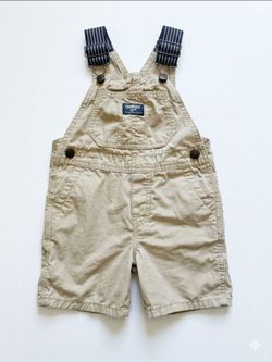 Baby Toddler sz 2T Hickory Stripe Strap Shortalls in Kahki