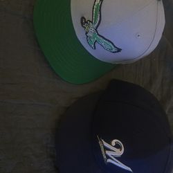 New Era Hats Eagles Size 7 3/8 And Brewers 7 1/2 