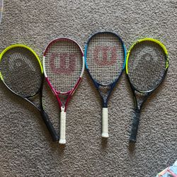 Four Tennis Rackets - Wilson and Head