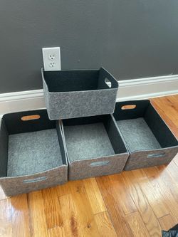 IKEA  Set of 4 Gray Felt Storage Bins