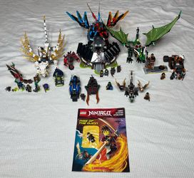 LEGO Ninjago 5 slightly used but complete sets and 2 minifigs