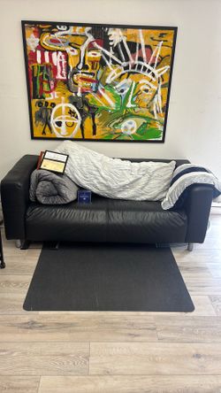 Loveseat black leather couch