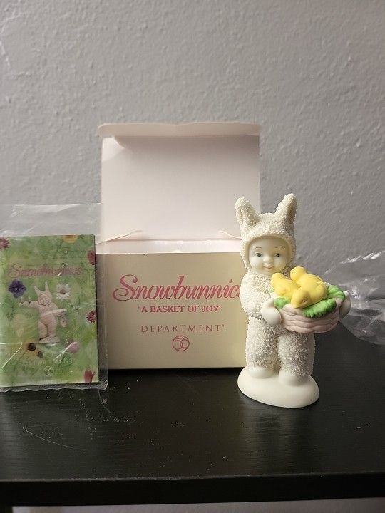 Dept 56 Snowbabies "A Basket Of Joy" Figurine Easter Bunny Chicks NIB