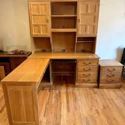 Drexel Heritage Solid Wood Desk w/ Return & Matching File Drawer 