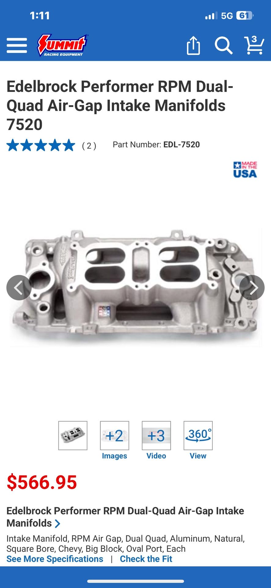 Edelbrock Intake