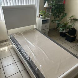 White Twin Bed Frame With Base