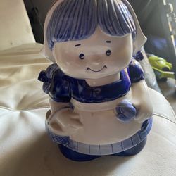 Delft Blue Vintage Hand Painted Cookie Jar