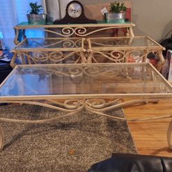 Rot Iron and glass Livingroom Tables Set Of 4