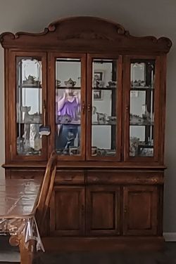 Antique Wood China Cabinet Hutch
