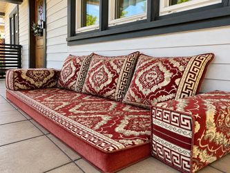 Moroccan Floor Sofa w/ Cushions – Boho Turkish Style Couch