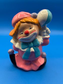 Ceramic clown character piggy bank