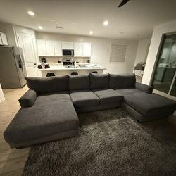 Dark Grey U Shaped Sectional Couch