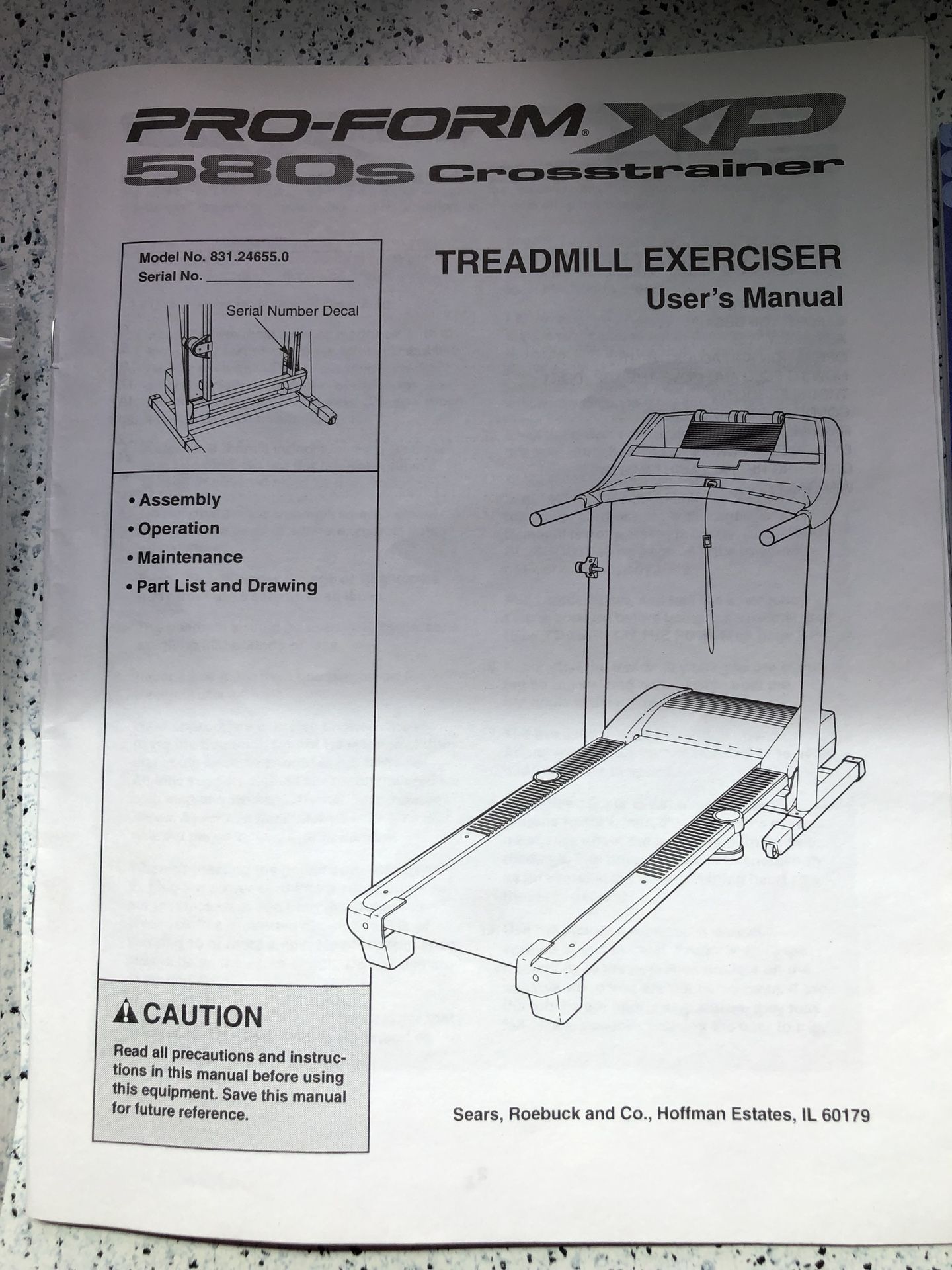Proform xp 580s crosstrainer treadmill manual hotsell