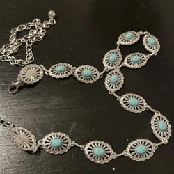 New 43" Turquoise Adjustable Concho Chain Belt Waist Cowgirl Western Belts Or Necklace