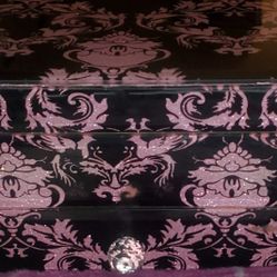 PINK & BLACK GLASS JEWELRY BOX