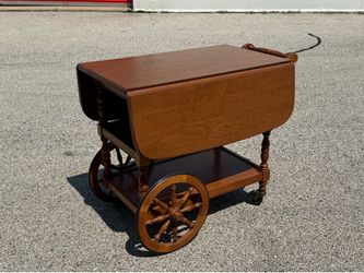 Vintage Drop-Leaf Tea Cart / Bar Cart on Wheels