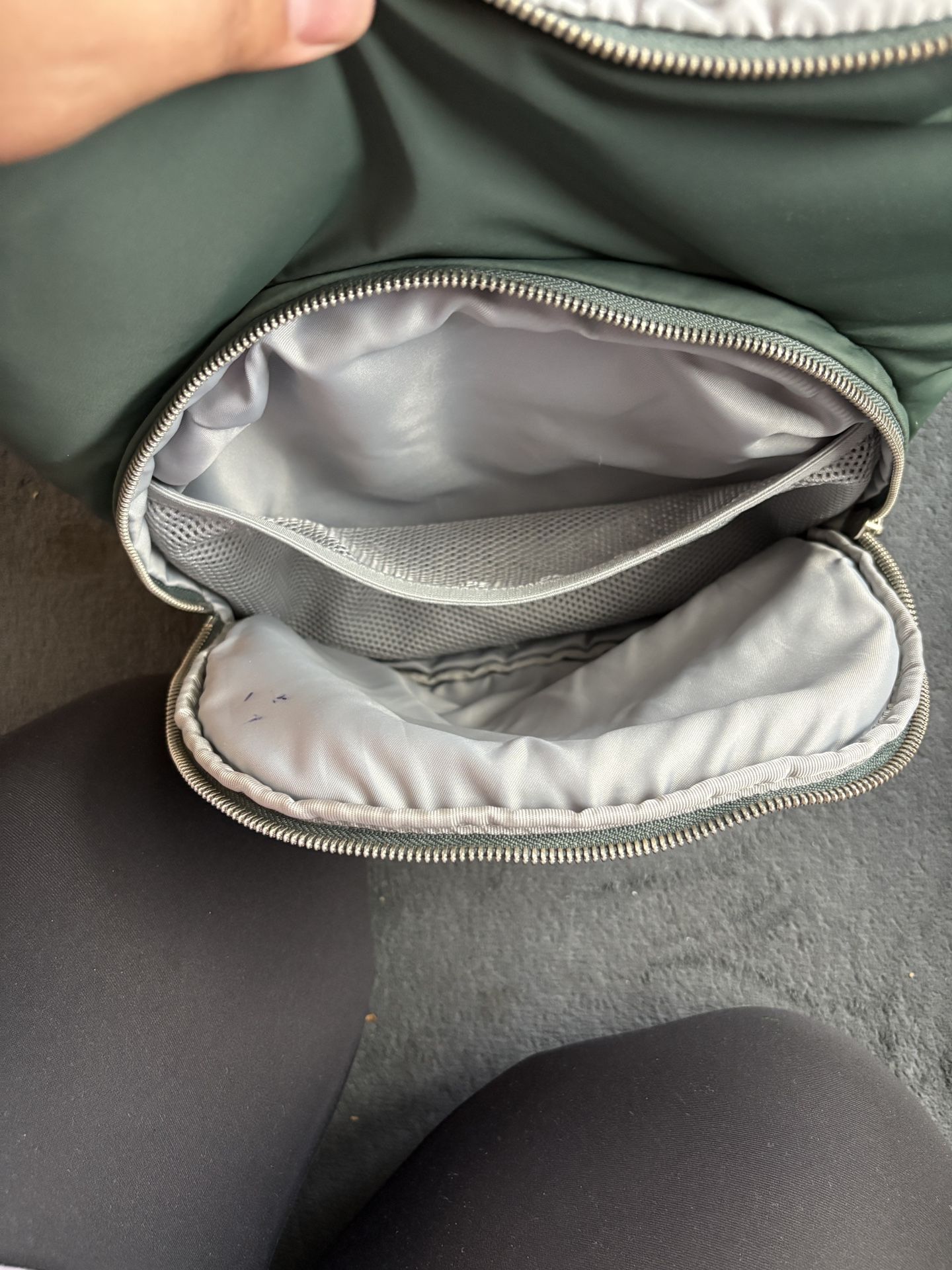 Green Lululemon new parent backpack