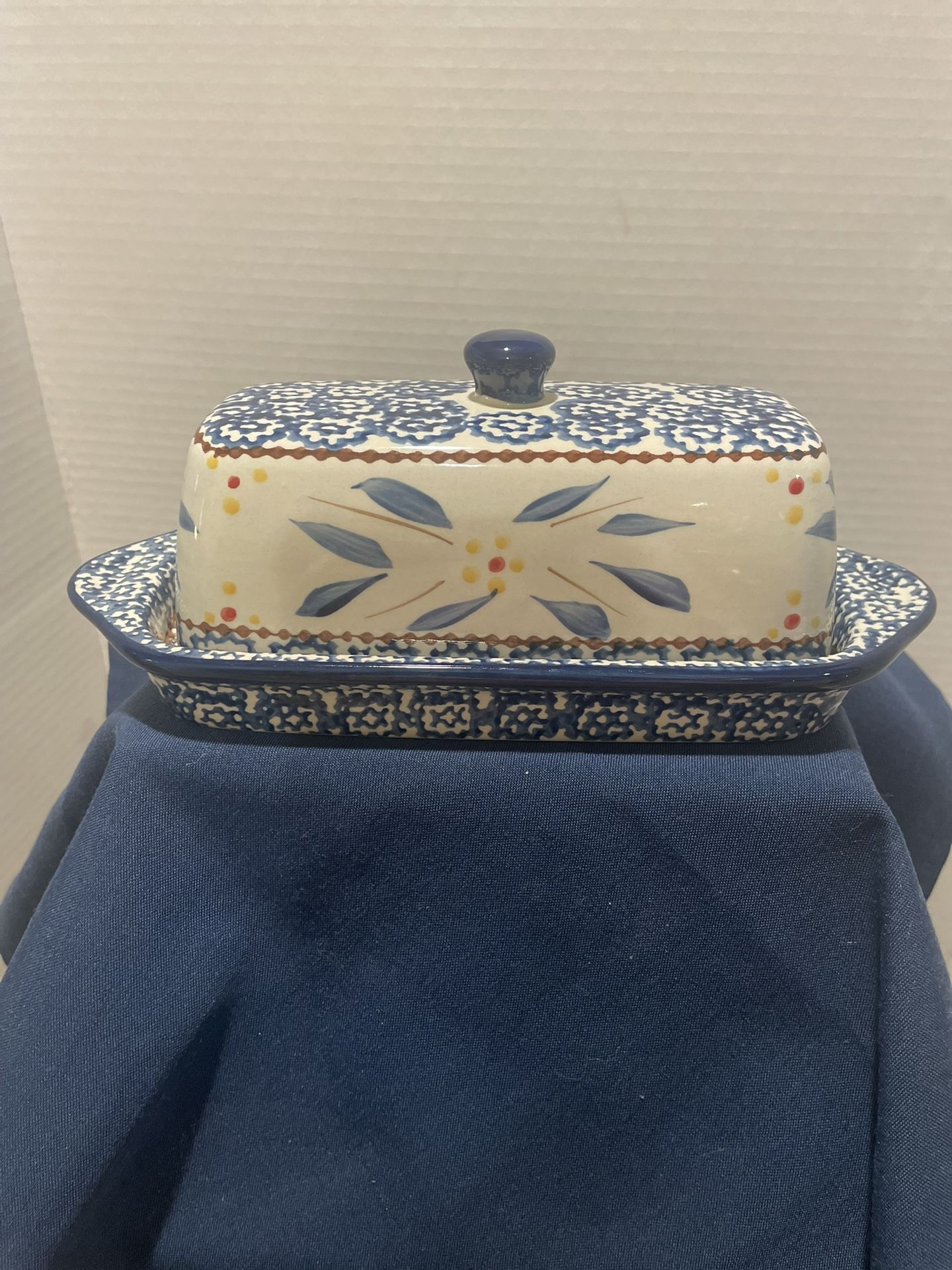Old World Blue Design Butter Dish by Temp-rations