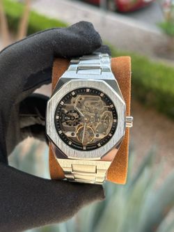 Reloj Nuevo Skeleton Automatic Mechanical Watch Silver Edition