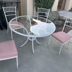 4’ Glass Top - Metal table and-chairs