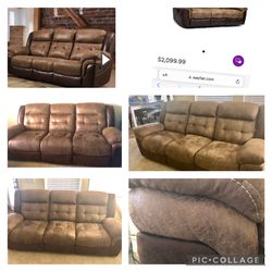 MOTION Denali Brown Dual Manual Reclining Sofa